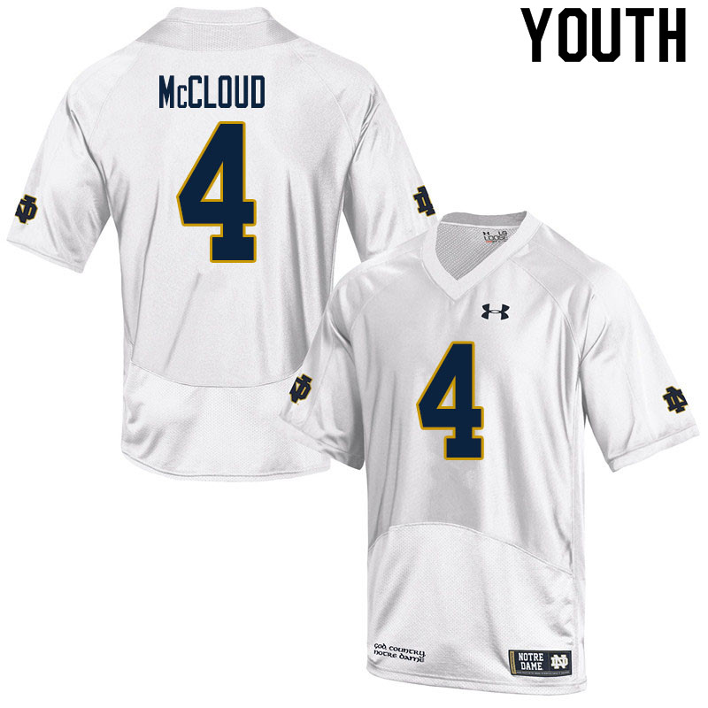 Youth #4 Nick McCloud Notre Dame Fighting Irish College Football Jerseys Sale-White